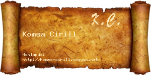 Komsa Cirill névjegykártya